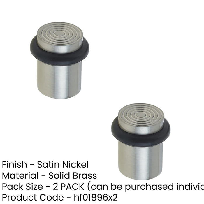 PACK Premium Reeded Door Stops Satin Nickel Finish Solid Brass Rubber Stopper (1)-1