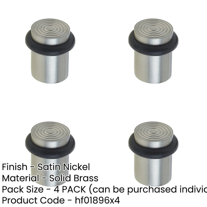 PACK Premium Reeded Door Stops Satin Nickel Finish Solid Brass Rubber Stopper-1