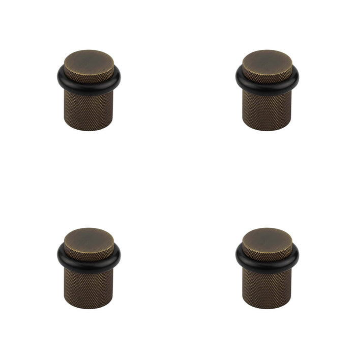 PACK Elegant Antique Brass Knurled Floor Doorstops 40mm Diameter Solid Brass Rubber Stopper