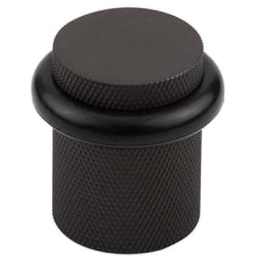 Elegant Knurled Floor Mounted Doorstops Dark Bronze 40mm Diameter Solid Brass Rubber Stopper