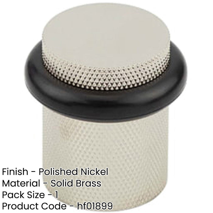 Elegant Knurled Floor Mounted Doorstops Polished Nickel 40mm Diameter Solid Brass Rubber Stopper-1