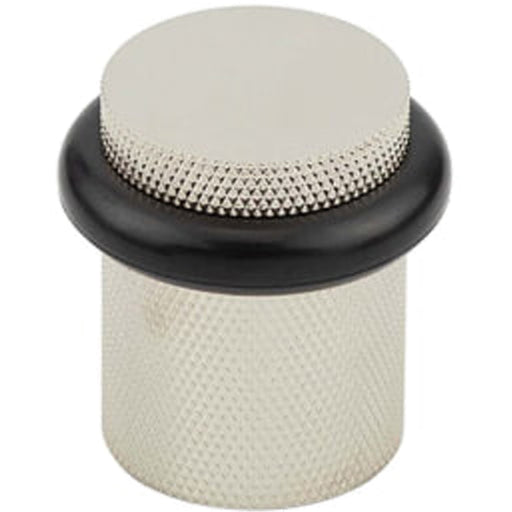 Elegant Knurled Floor Mounted Doorstops Polished Nickel 40mm Diameter Solid Brass Rubber Stopper