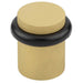 Elegant Knurled Floor Mounted Doorstops Satin Brass 40mm Diameter Solid Brass Rubber Stopper