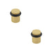 PACK Elegant Knurled Floor Mounted Doorstops Satin Brass 40mm Diameter Solid Brass Rubber Stopper (1)