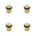 PACK Elegant Knurled Floor Mounted Doorstops Satin Brass 40mm Diameter Solid Brass Rubber Stopper