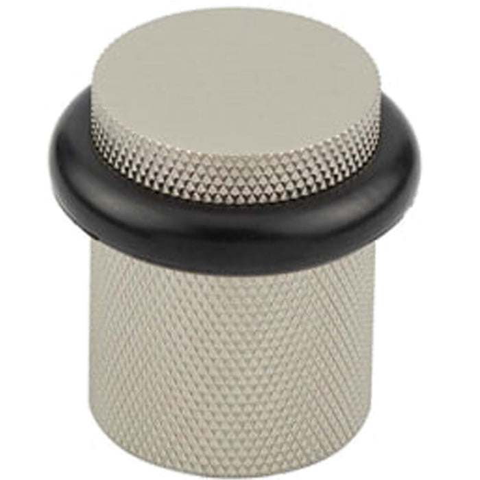 Elegant Knurled Floor-Mounted Doorstops Satin Nickel 40mm Diameter Solid Brass Rubber Stopper