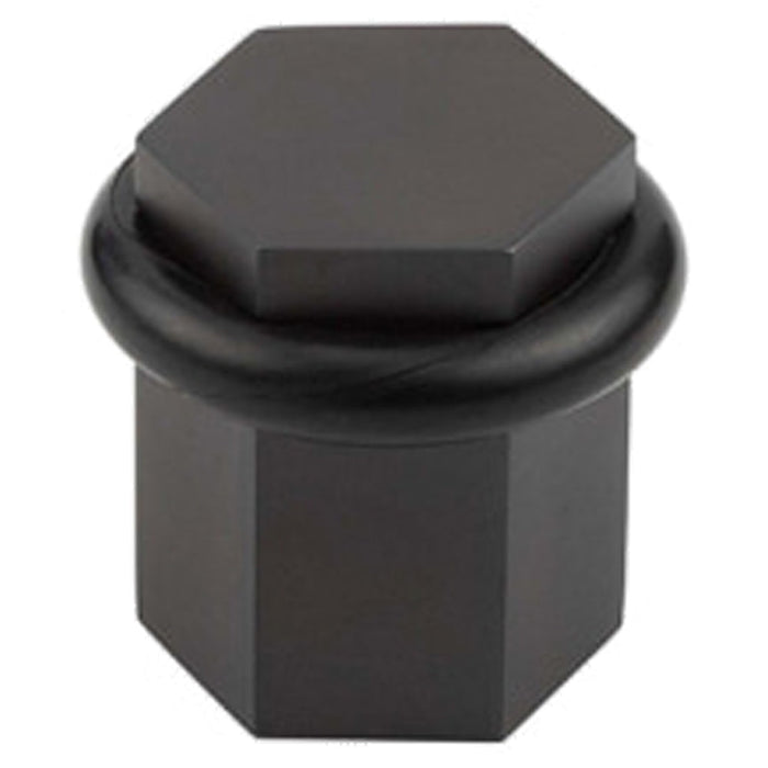 Stylish Hexagonal Floor Mounted Doorstops Dark Bronze Finish Solid Brass Rubber Stopper