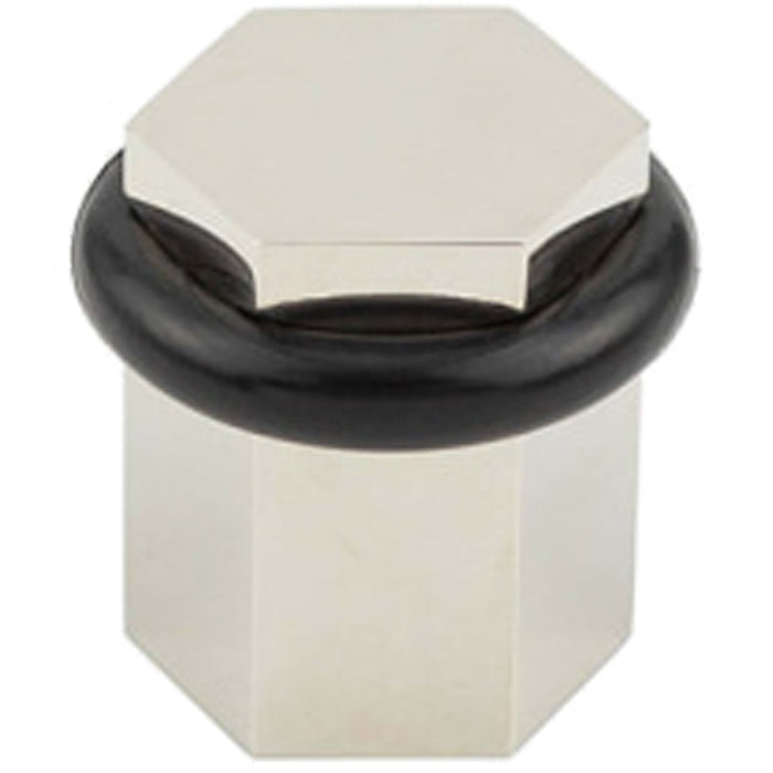 Elegant Hexagonal Floor Mounted Doorstops Polished Nickel Finish Solid Brass Rubber Stopper