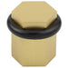 Elegant Hexagonal Floor Mounted Doorstops Satin Brass Finish Solid Brass Rubber Stopper