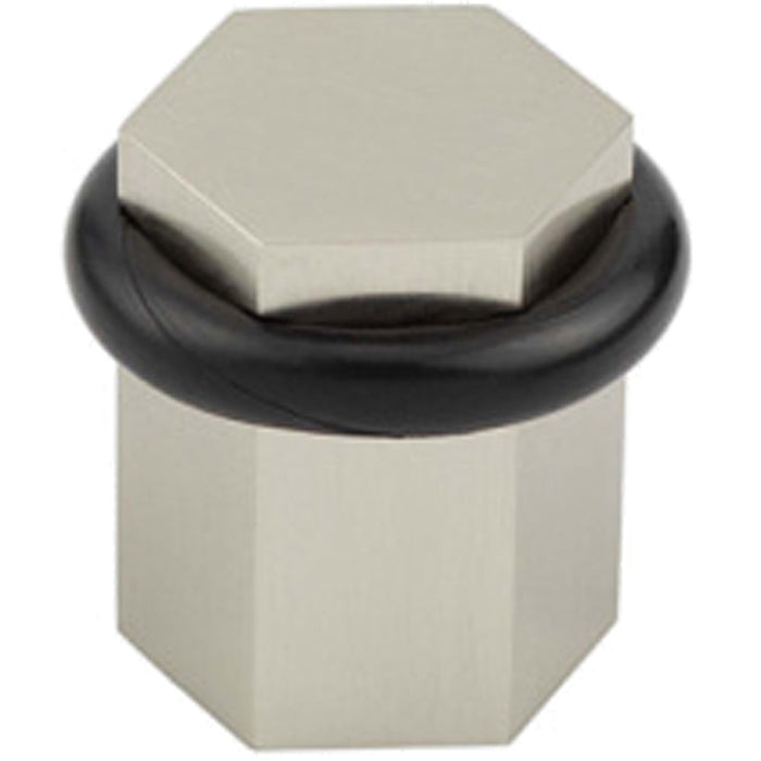 Stylish Satin Nickel Hexagonal Floor Doorstops Home Décor Solid Brass Rubber Stopper