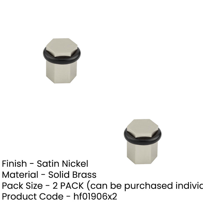 PACK Stylish Satin Nickel Hexagonal Floor Doorstops Home Décor Solid Brass Rubber Stopper (1)-1