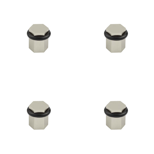 PACK Stylish Satin Nickel Hexagonal Floor Doorstops Home Décor Solid Brass Rubber Stopper