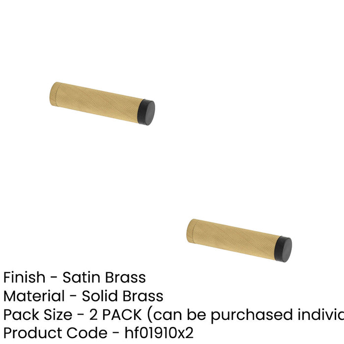 PACK Elegant Knurled Wall-Mounted Door Stops Satin Brass Finish Solid Brass Rubber Stopper (1)-1