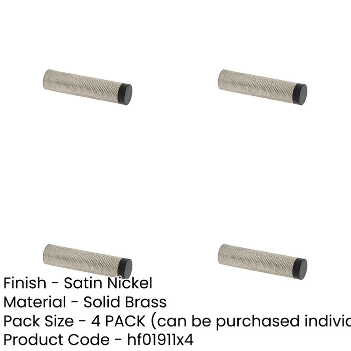 PACK Elegant Knurled Wall Mounted Doorstop Satin Nickel Finish Solid Brass Rubber Stopper-1