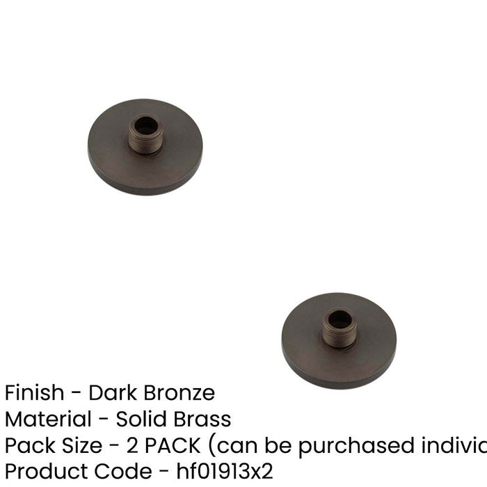 PACK Stylish Knurled Wall Mounted Doorstop Dark Bronze 50mm Diameter Solid Brass Rubber Stopper (1)-1