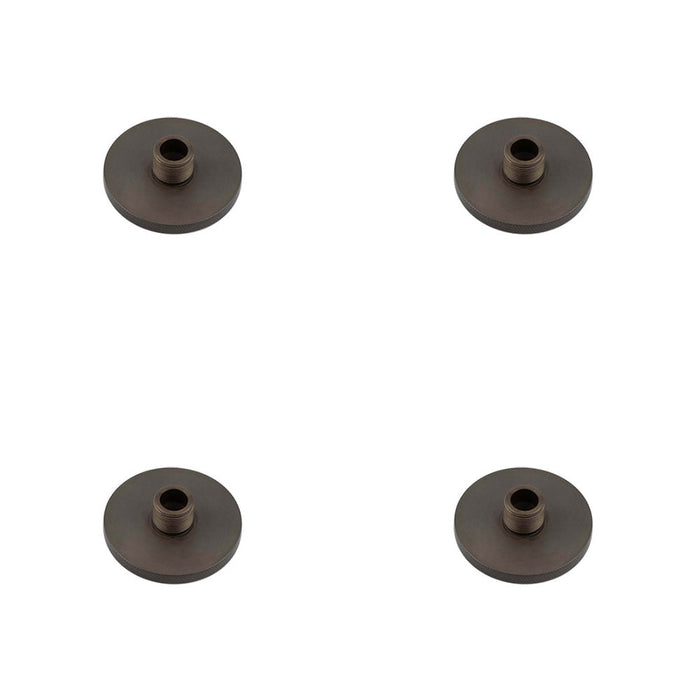 PACK Stylish Knurled Wall Mounted Doorstop Dark Bronze 50mm Diameter Solid Brass Rubber Stopper