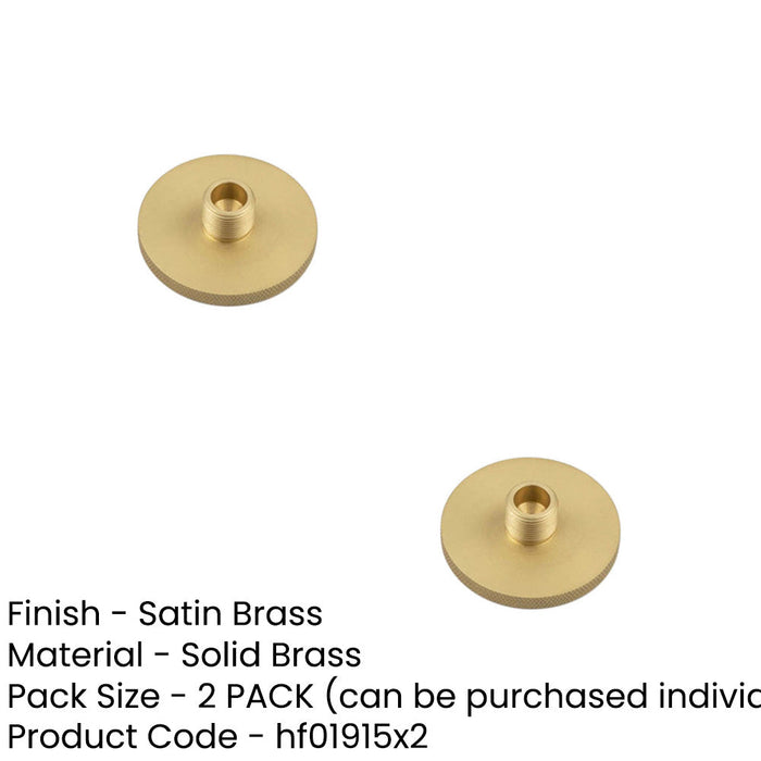 PACK Stylish 50mm Satin Brass Knurled Wall Mounted Door Stops Solid Brass Rubber Stopper (1)-1