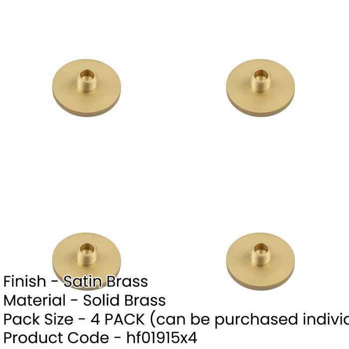 PACK Stylish 50mm Satin Brass Knurled Wall Mounted Door Stops Solid Brass Rubber Stopper-1