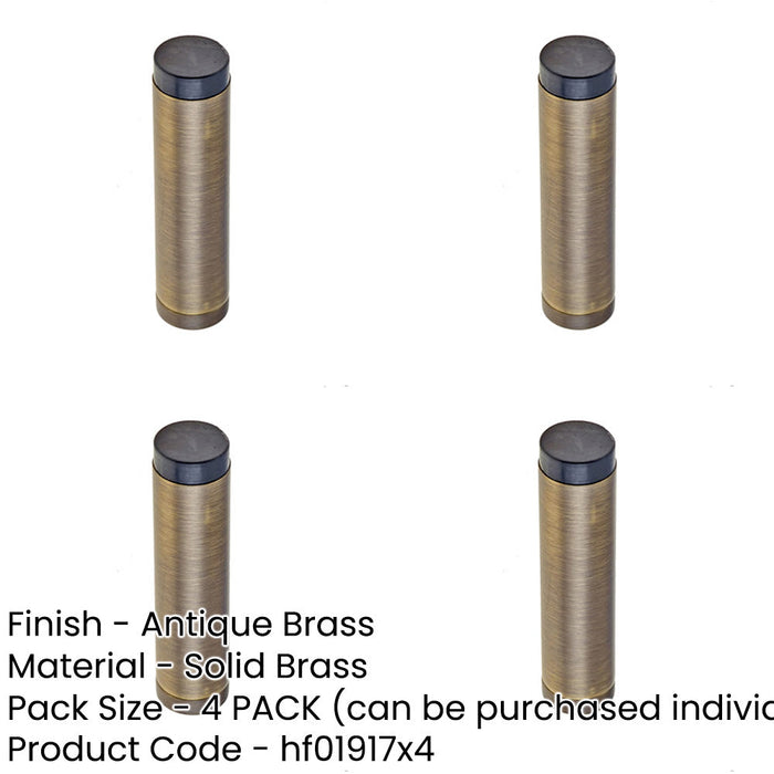 PACK Stylish Wall Mounted Door Stop Antique Brass Finish Solid Brass Rubber Stopper-1