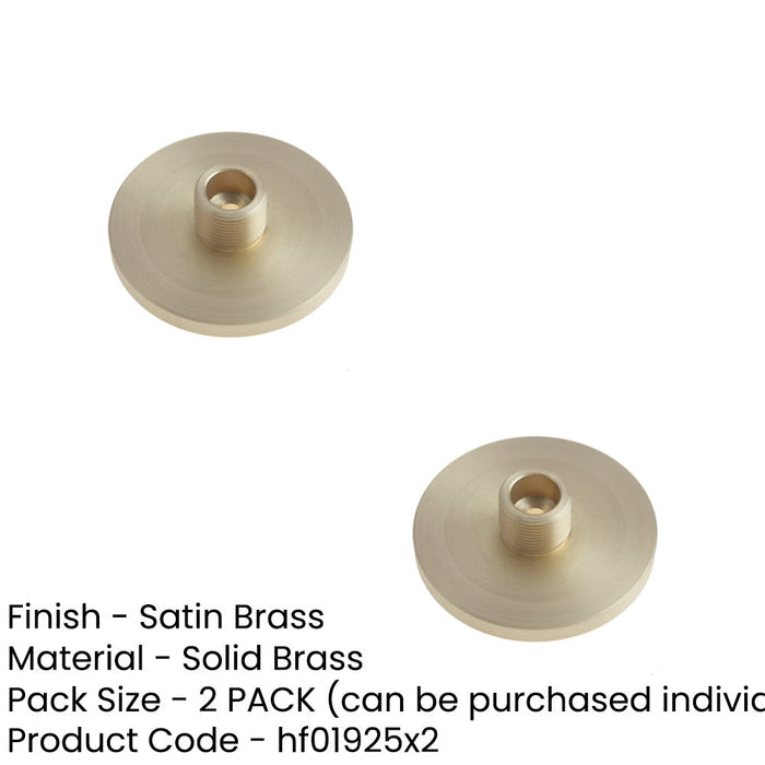 PACK Stylish Satin Brass Wall-Mounted Door Stop with Plain Base Solid Brass Rubber Stopper (1)-1