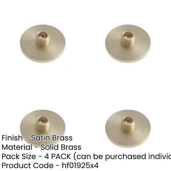 PACK Stylish Satin Brass Wall-Mounted Door Stop with Plain Base Solid Brass Rubber Stopper-1