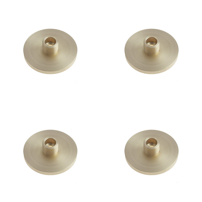 PACK Stylish Satin Brass Wall-Mounted Door Stop with Plain Base Solid Brass Rubber Stopper