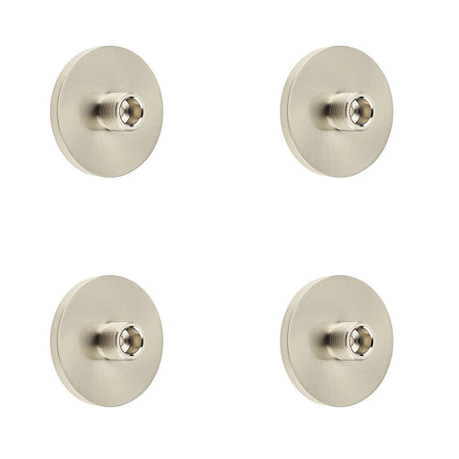 PACK Stylish Satin Nickel Wall Mounted Doorstops with Plain Bases Solid Brass Rubber Stopper