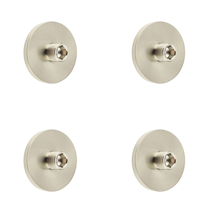 PACK Stylish Satin Nickel Wall Mounted Doorstops with Plain Bases Solid Brass Rubber Stopper