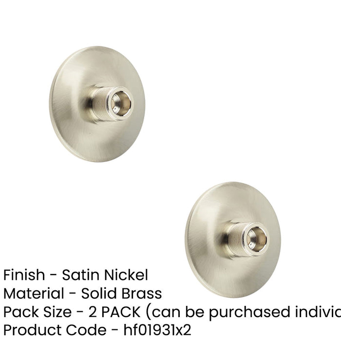 PACK Stylish Chamfered Base Wall Mounted Doorstop Satin Nickel Finish Solid Brass Rubber Stopper (1)-1