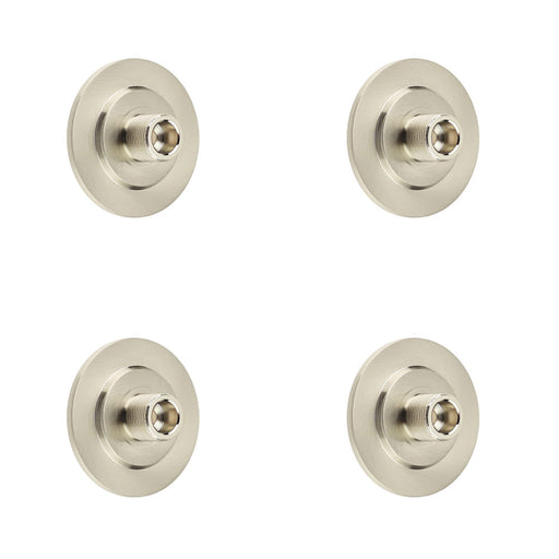 PACK Stylish Satin Nickel Wall-Mounted Doorstops with Stepped Bases Solid Brass Rubber Stopper