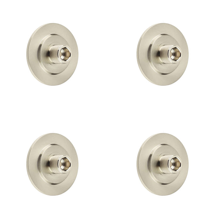 PACK Stylish Satin Nickel Wall-Mounted Doorstops with Stepped Bases Solid Brass Rubber Stopper