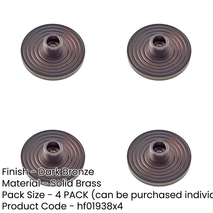 PACK Stylish Reeded Bases Wall-Mounted Doorstops Dark Bronze Finish Solid Brass Rubber Stopper-1