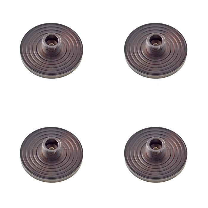 PACK Stylish Reeded Bases Wall-Mounted Doorstops Dark Bronze Finish Solid Brass Rubber Stopper