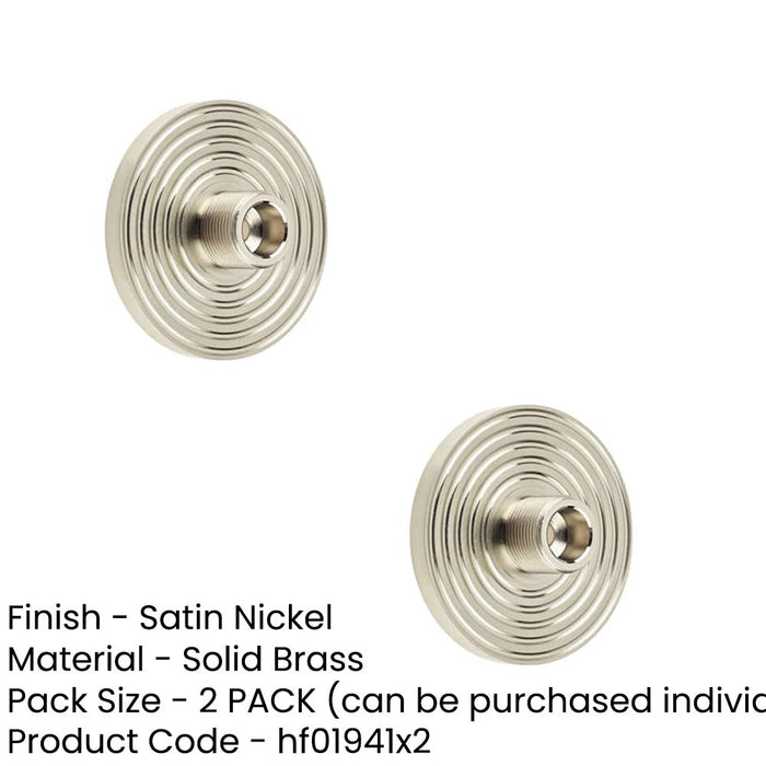 PACK Satin Nickel Reeded Base Wall-Mounted Doorstop Stylish Home Decor Solid Brass Rubber Stopper (1)-1