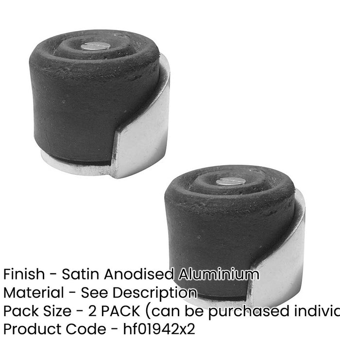 PACK Durable Aluminium Floor Mounted Doorstops 40x30mm Satin Anodised Finish Rubber Stopper Protector (1)-1