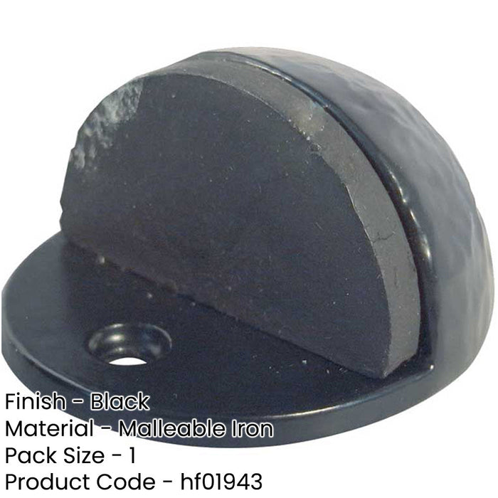 Durable Black Antique Floor Mounted Doorstops 44x26mm Rubber Stopper Protector-1