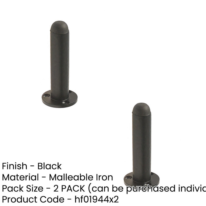 PACK Charming Antique Black Wall Mounted Doorstops 90mm Rubber Stopper Protector (1)-1