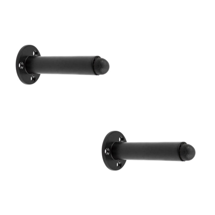 PACK Stylish Black Wall Mounted Door Stop 85mm Rubber Stopper Protector (1)