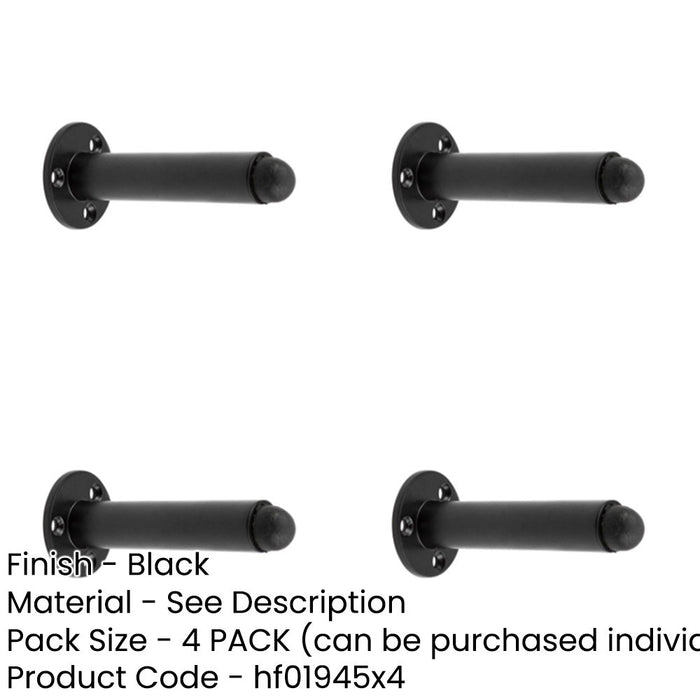 PACK Stylish Black Wall Mounted Door Stop 85mm Rubber Stopper Protector-1