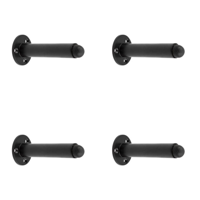 PACK Stylish Black Wall Mounted Door Stop 85mm Rubber Stopper Protector