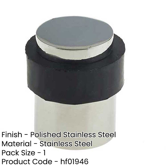 Premium Polished Stainless Steel Floor Mounted Door Stops 40x30mm Rubber Stopper Protector-1
