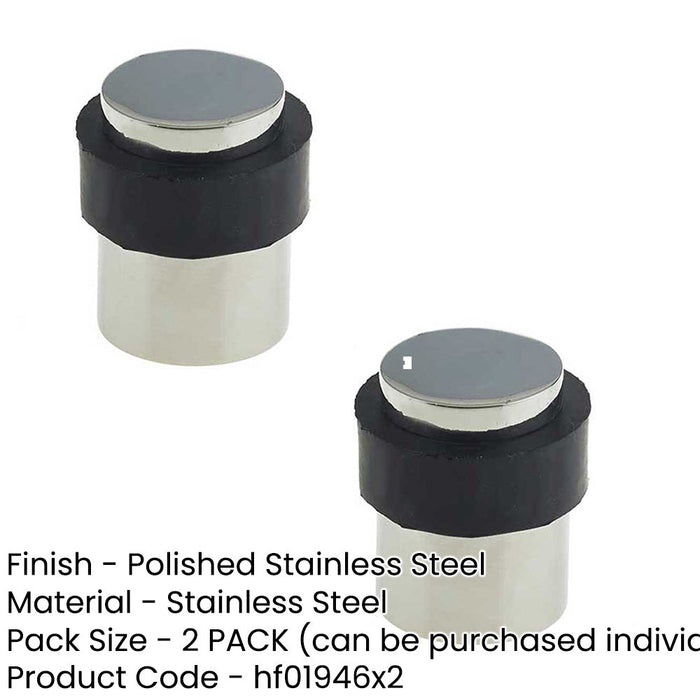 PACK Premium Polished Stainless Steel Floor Mounted Door Stops 40x30mm Rubber Stopper Protector (1)-1