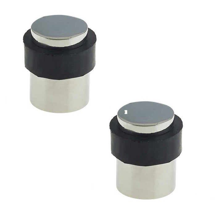 PACK Premium Polished Stainless Steel Floor Mounted Door Stops 40x30mm Rubber Stopper Protector (1)