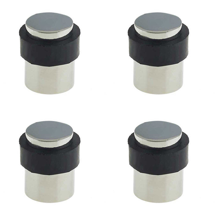 PACK Premium Polished Stainless Steel Floor Mounted Door Stops 40x30mm Rubber Stopper Protector