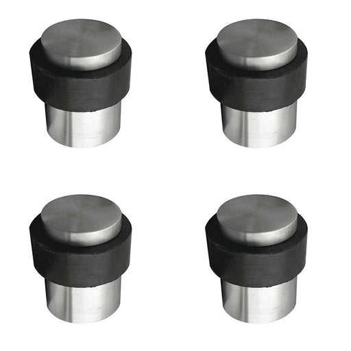 PACK Premium Stainless Steel Floor Mounted Door Stops 40x30mm Sleek Satin Finish Rubber Stopper Protector