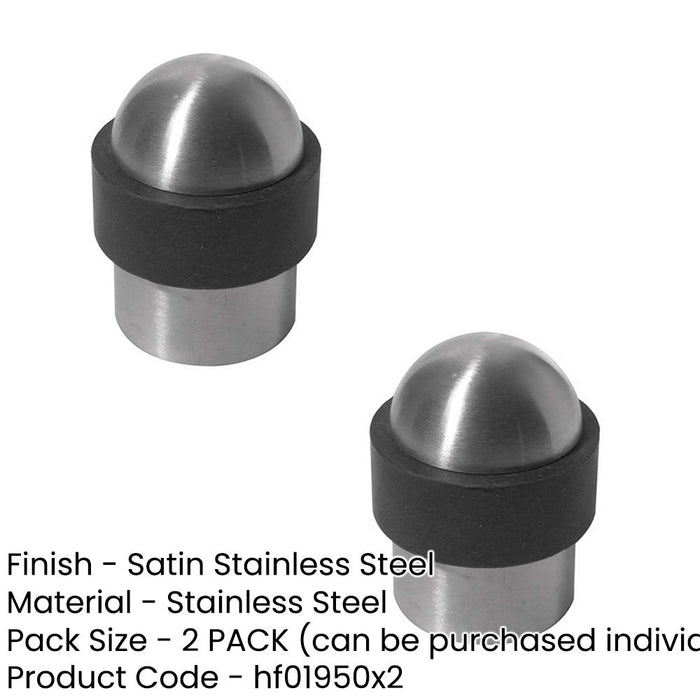 PACK Durable Stainless Steel Floor Mounted Door Stops 30x45mm Satin Finish Rubber Stopper Protector (1)-1