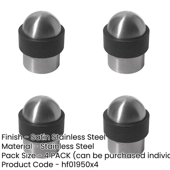 PACK Durable Stainless Steel Floor Mounted Door Stops 30x45mm Satin Finish Rubber Stopper Protector-1