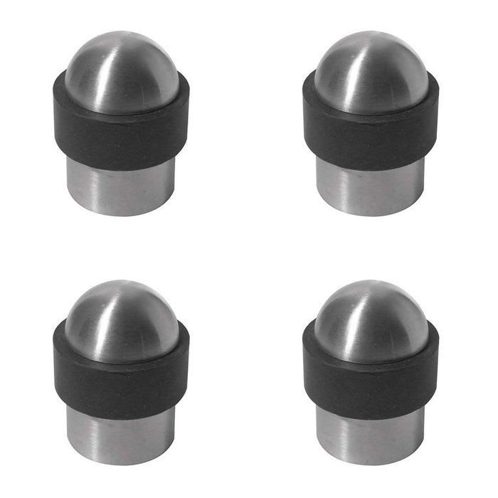 PACK Durable Stainless Steel Floor Mounted Door Stops 30x45mm Satin Finish Rubber Stopper Protector