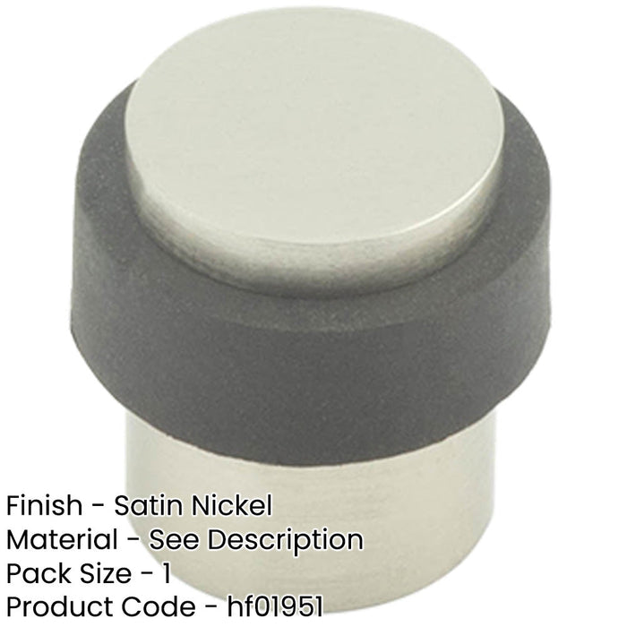 Sleek Cylinder Floor Mounted Door Stop Satin Nickel 36x28mm Protection Rubber Stopper Protector-1