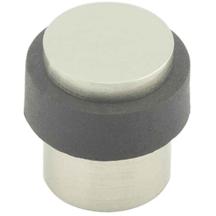 Sleek Cylinder Floor Mounted Door Stop Satin Nickel 36x28mm Protection Rubber Stopper Protector